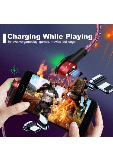 Prestigegoods Twitch Manyetik Mikro Usb Kablosu Tip C 90 Derece Hızlı Şarj Veri Kablosu Samsung Xiaomi İphone Uyumlu