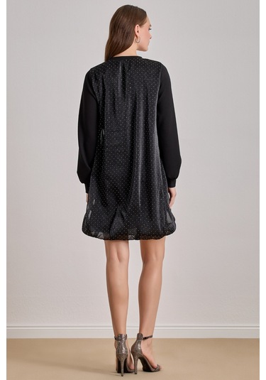 Diz Boy Siyah Tül Elbise Siyah