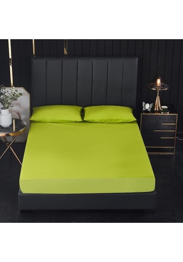 Yeşil Otel Saf Renk Su Geçirmez Yatak Koruyucu Elastik Bant İle Nefes Alabilir Yatak Örtüsü - 90 X 200 Yeşil