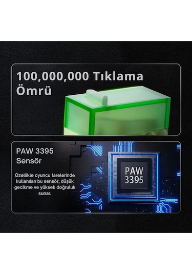 Aj179 Pro Kablosuz 3 Mod8000hz-26.000dpı Oyuncu Mouse Paw3395 Sensör Rgb Manyetik Şarj İstasyonu Diğer