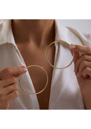 14k Altın Halka Küpe 1.8 Mm 6.5 Cm T14317 Renkli