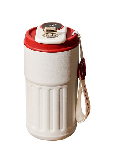 Akıllı Sıcaklık Ölçer 316 Çelik Termos Bardak, 6-12 Saat Isı Saklama, 450ml, Ev Ofis Dışarı Kullanım, Hafif Ve Taşınabilir - Bulut Beyaz Kırmızı Kırmızı Kırmızı