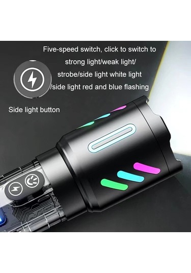 Sones Type-c Şarj Edilebilir Açık Hava Zoom Güçlü Lazer El Feneri 520 Çok Renkli