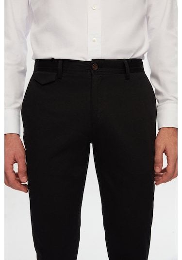 Twn Slim Fit Siyah Armürlü Chino Pantolon 6ecc3s208232m 001