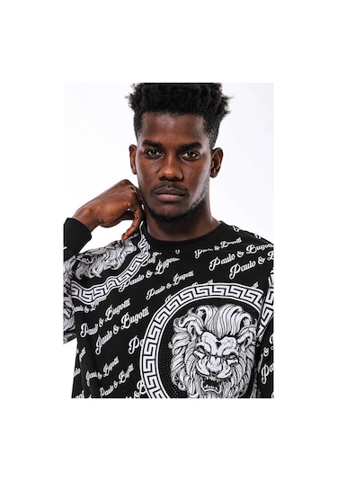 Wessi Siyah Taşlı Baskılı Ve Desenli Sweatshirt Siyah