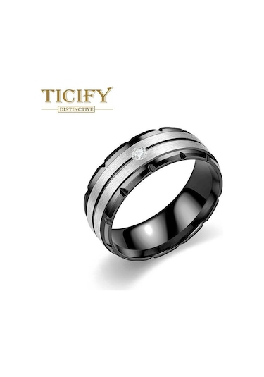 Siyah Moda Çok Yönlü Titanyum Çelik Erkek Yüzük Işık Lüks Mizaç Çift Zirkon Yüzükler 13 Siyah