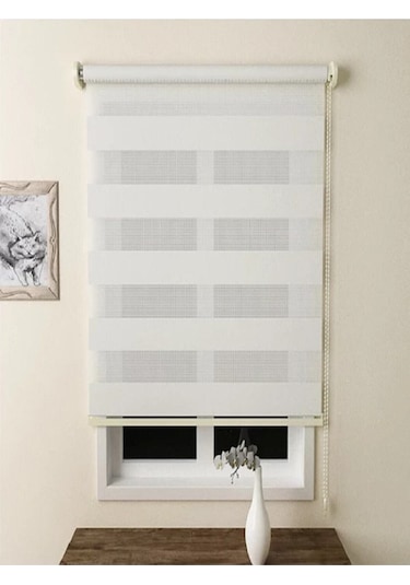 Beyaz Düz Stor Zebra Perde 220 X 240 Ekru