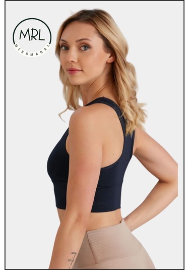 Kadın Lacivert Sporcu Sütyeni Pedli Likralı Destekleyici Su Sporları Koşu Fitness Dans Sports Bra Lacivert