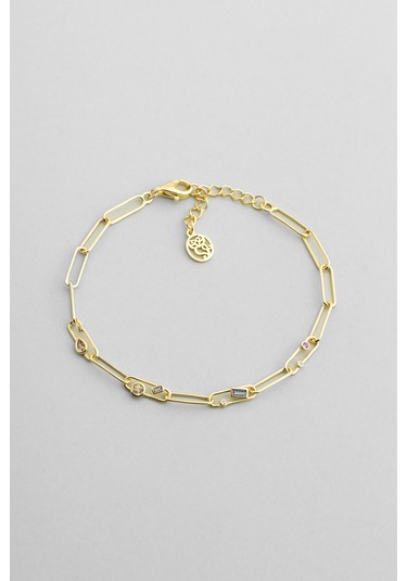 Grace 18 Ayar Sarı Altın Kaplama 19 Cm Gümüş Zincir Bileklik Sarı