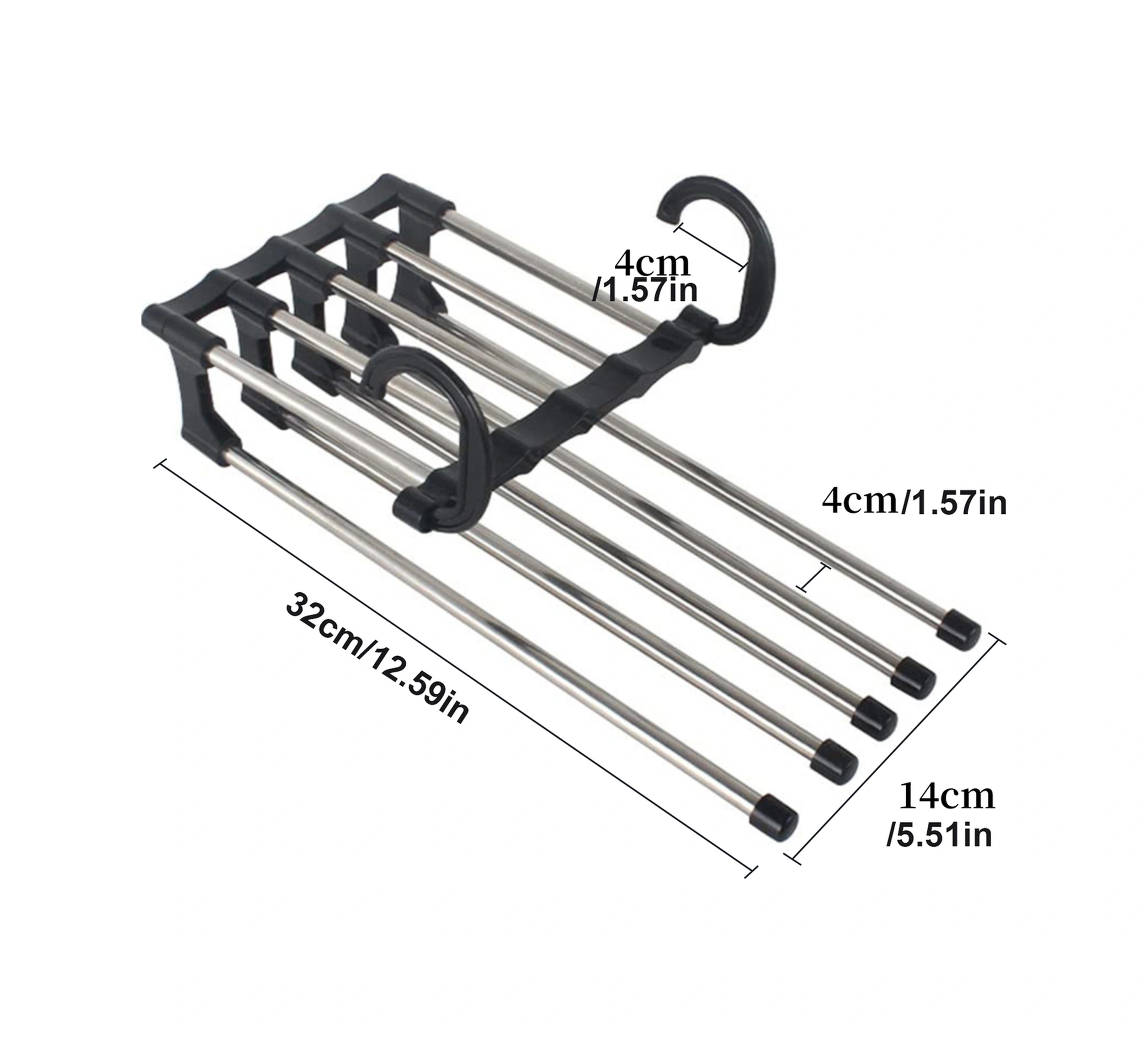 Skycity Ev İçi Çelik Katlanabilir Pantolon Rafı, 5 Katlı, Kaymazsız, Çok Amaçlı, Uzun Ömürlü, Siyah Siyah