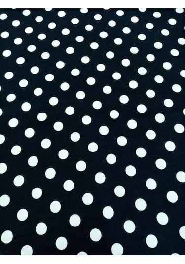 Hayat Home Siyah Puantiyeli Duck Keten Kumaş -Ranır Kumaşı