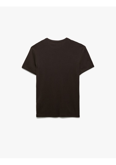 Koton Kısa Kollu Bisiklet Yaka Pamuklu Basic Dar Kalıp Tişört Kahverengi 6wam10086hk Kahve