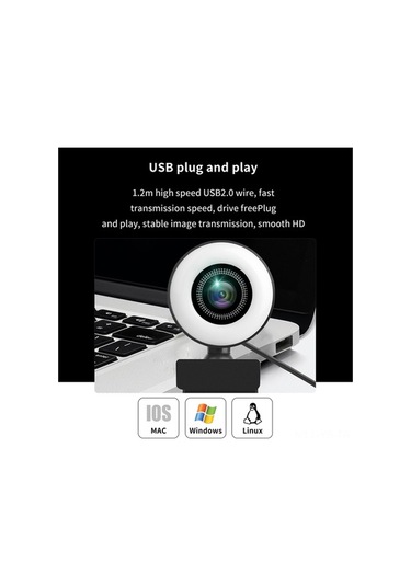 Moly 1080p Webcam, Mikrofonlu, Ayarlanabilir Işık, Canlı Yayın, Hd Video Kamera, Toplantı İçin Plug&play