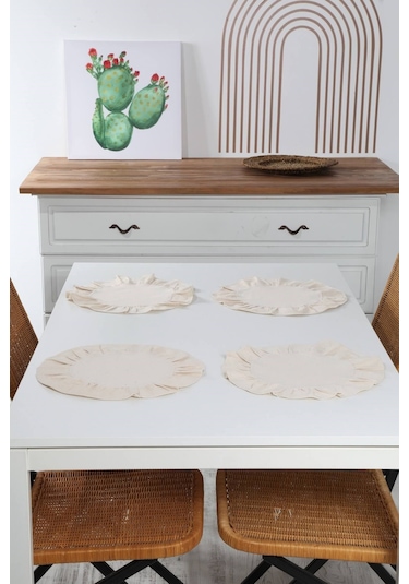 Bedinn Vintage Yuvarlak Naturel Amerikan Servisi 4'lü 40 CM