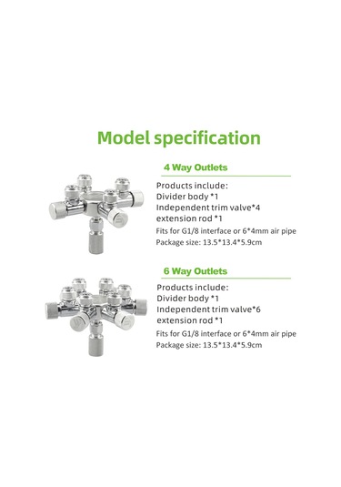 Xiyyadms Çoklu Akvaryumlar İçin Hassas Co2 Ayarlı Mikro Valf W02-02 - İki Yollu Co2 Dağıtıcı