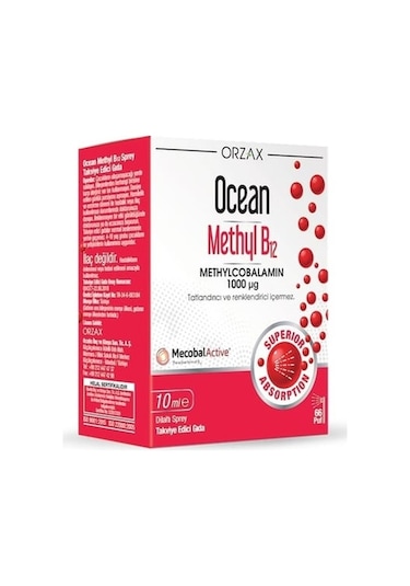 Ocean Methyl B12 1000 Mcg 10 ML Dilaltı Sprey