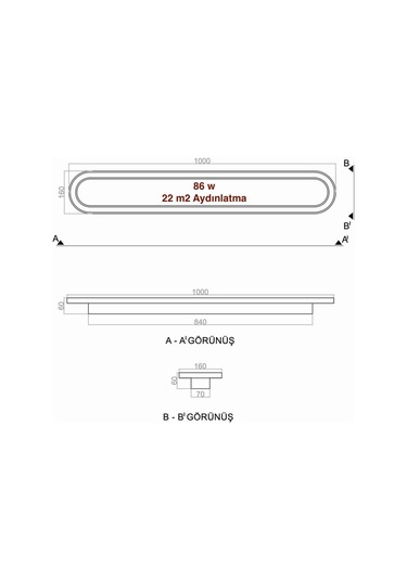 Samsung Ledli Tavan Tipi Plafonier Led Avize 100x16cm Siyah - Sarı