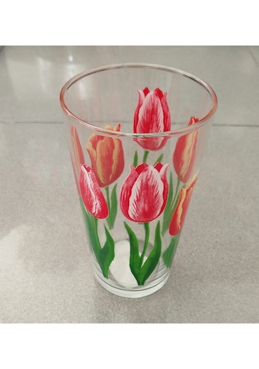 Rak Le Lale Dekorlu Cam Meşrubat,su Bardağı 570 Cc