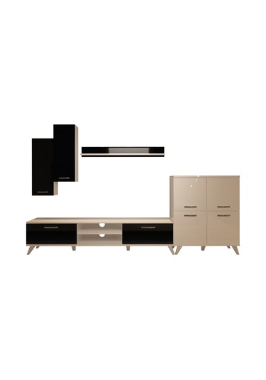 Decoraktiv Eko 6 Mdf Dvd Retro Tv Ünitesi Tv Sehpası Beyaz - Siyah