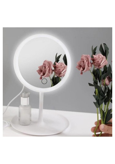 Yuvarlak Işıklı Makyaj Aynası 3 Renk Işık Şiddeti Ayarlanabilir
