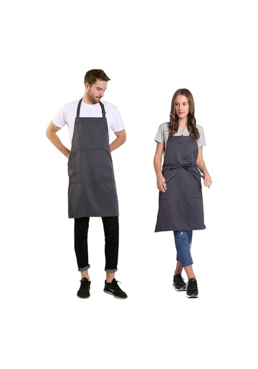 Fastbuy Kadın Erkek İçin Uzun Bağlı Ayarlanabilir Önlük 18 Renk Şef Ki Koyu Gri Diğer Diğer
