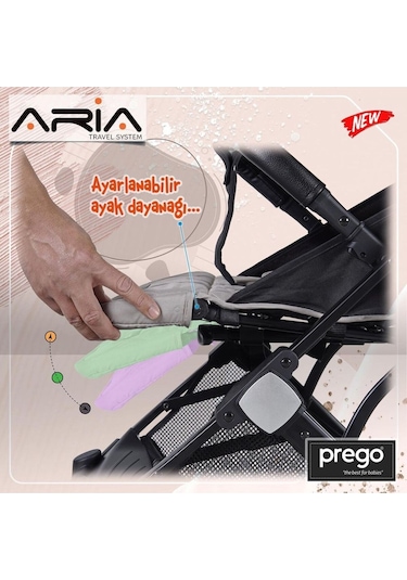 Prego Aria Tek Elle Katlanır Kabin Boy Travel Sistem Bebek Arabası