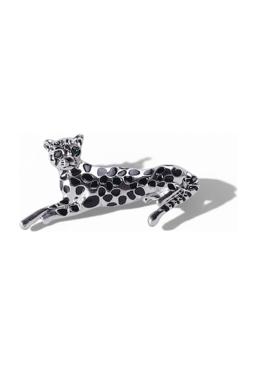 Panter Broş 6 Cm Gümüş Renk Renkli