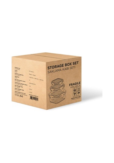 Golden Rod 6 Parça Sızdırmaz Kare Saklama Kabı Seti Siyah