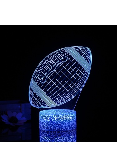 Novahub 3d Ragbi Futbol Gece Lambası 7 Renkli Işıklar Başucu Masası Masa Lambası Çocuk Odası Dekoru İçin Diğer
