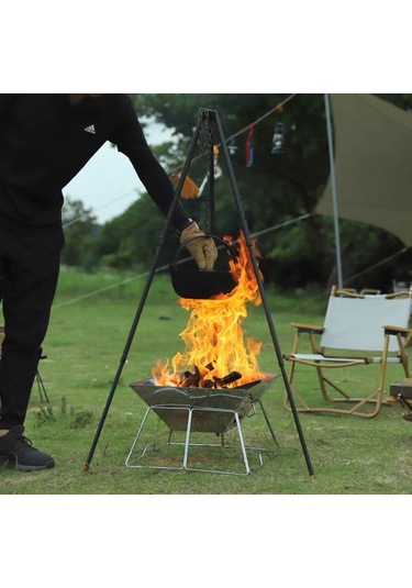 Shufa Taşınabilir Paslanmaz Çelik Ateş Yakma Standı, Kolay Sökülüp Takılabilir Mangal / Barbekü Izgarası 31 31 22cm Gri