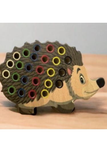 Eğitici Montessori Ahşap Kirpi Oyuncak Renkli Tak Çıkar