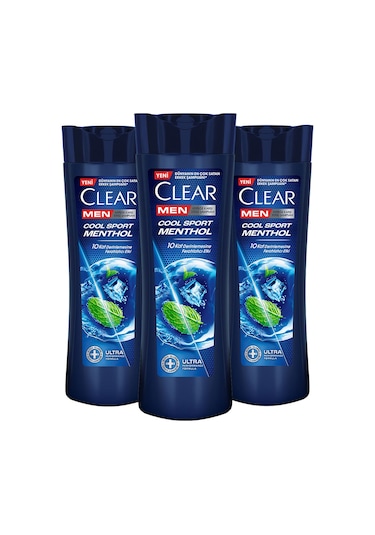 Clear Men Cool Sport Menthol Kepeğe Karşı Etkili Şampuan 3 x 350 ML
