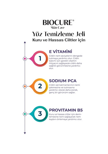 Biocure Kuru Hassas Ciltler İçin Yüz Temizleme Jeli 250 ML