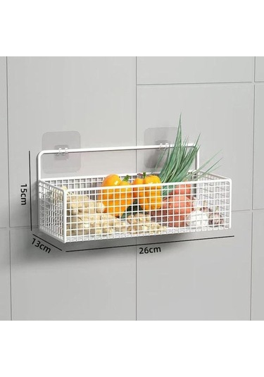 Reedark Beyaz Duvarlı Depolama Rafı - Banyo/ Mutfak/ Yurt İçin Deliksiz Kurulum, 2 Yapıştırıcı Kanca Dahil Çok Renkli