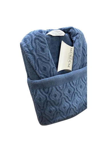 Banyo Çeyiz Seti, %100 Pamuk Bornoz Takımı, 8parça Aile Bornoz Seti, Havlu&havlu Seti Lacivert-krem Lacivert