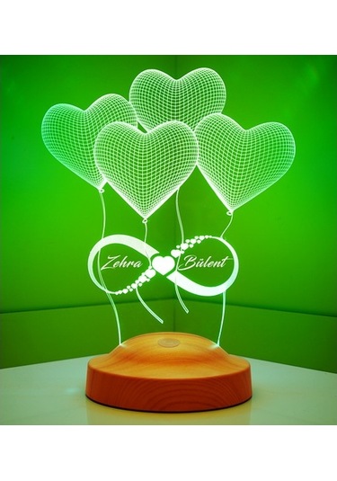 Sevgililer Günü Hediyesi Kişiye Özel Sonsuz Aşk 3 Led Lamba