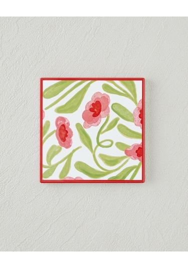 English Home Bright Petals Seramik Bardak Altlığı 11x11 Cm Pembe Pembe