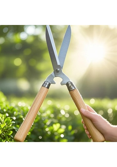 Besthome1 1 Adet Sağlam Bahçe Makası Kalın Ahşap Sap Çim Çit Budama Aleti