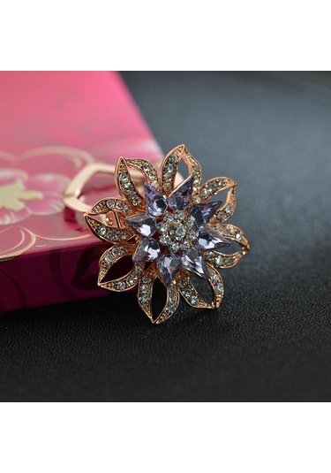 Homyl Charm Lotus Broş Çiçek Pin Kadın Ziyafet Yaka Takı Platin Platin Çok Renkli