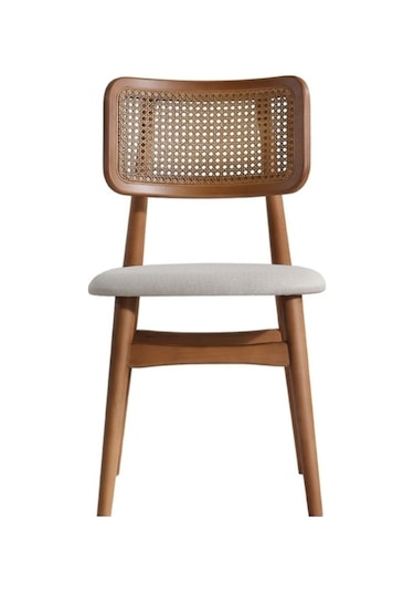 Helios Beyaz Hazeranlı Ceviz Ahşap Bohem Sandalye