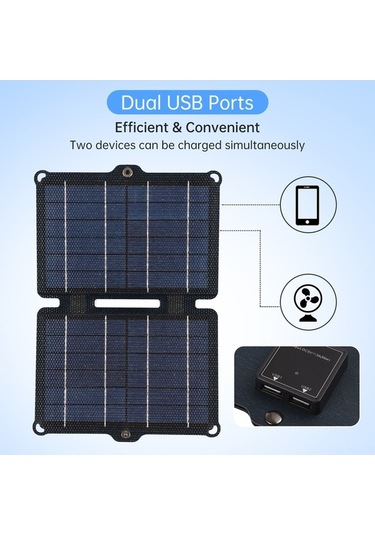 Pazly 8w 5v Katlanabilir Güneş Paneli, Taşınabilir Usb Çıkışlı Yüksek Verimli Güneş Şarj Modülü