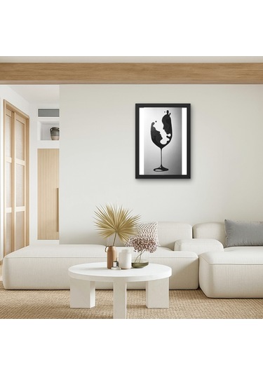 Şarap Kadehi Silüet Tablo Uv Baskı Soyut Çift Portre Duvar Dekoru