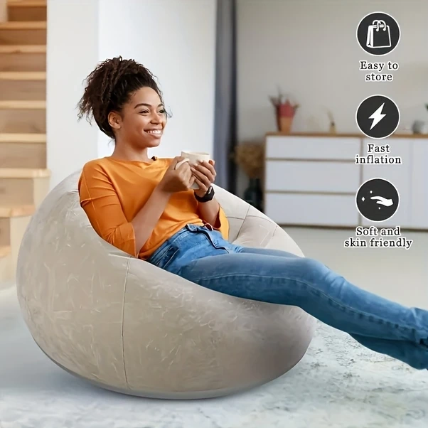 Gateesat 1 Adet Lüks Şişme Kanepe Pompalı - Dayanıklı Pvc İç Mekan Dış Mekan Kırmızı Modern Tasarım kırmızı