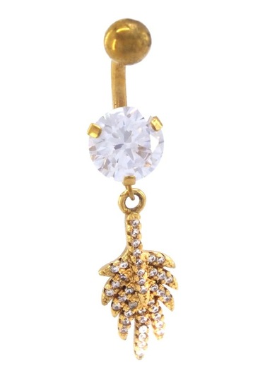 Ferizz Altın Kaplama Zirkon Taşlı Yaprak Piercing Prc-136