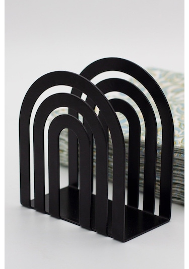 Metal Masa Üstü Sofra Dekoratif Siyah Peçetelik Siyah