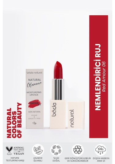 Bade Natural Nemlendirici Ruj Red Amour 06 %100 Doğal