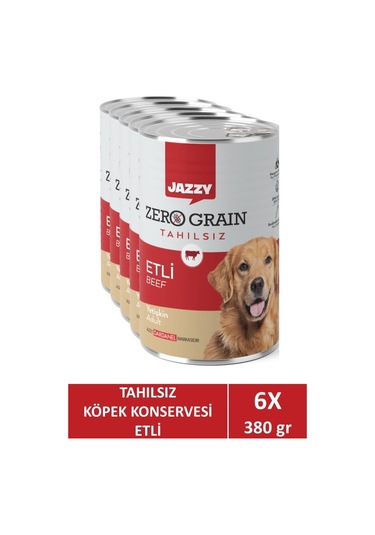 Jazzy Zero Grain Yetişkin Köpek Etli 380 Gr X 6 Adet
