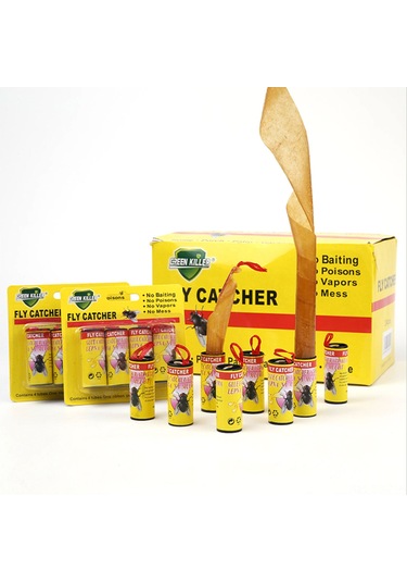 Springsun Yapışkan Sinek Şeritleri - 24'lü Paket, Ev, Bahçe Ve Mutfak İçin Etkili Sinek Tuzağı