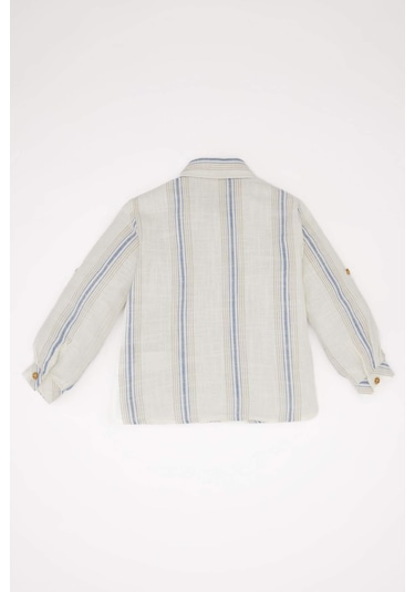 DeFacto Erkek Bebek Çizgili Uzun Kollu Gömlek E2016A525SPER98 Ekru