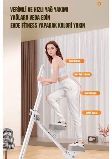 Robo Katlanabilir Dikey Tırmanma Egzersiz Aleti Yeni Versiyon Beyaz